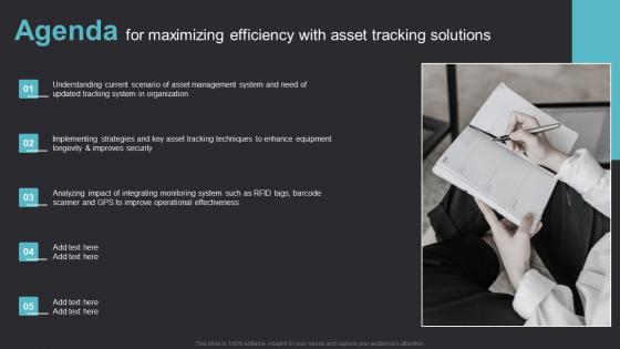 Agenda For Maximizing Efficiency With Asset Tracking Solutions Graphics Pdf