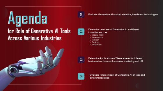 Agenda For Role Of Generative AI Tools Across Various Industries Ideas Pdf