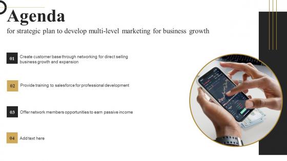 Agenda For Strategic Plan To Develop Multi Level Marketing For Business Growth Brochure Pdf