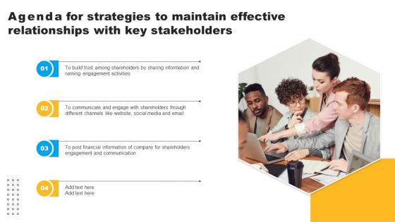 Agenda For Strategies To Maintain Effective Relationships With Key Stakeholders Background Pdf