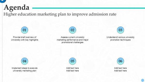 Agenda Higher Education Marketing Plan Ppt Sample Strategy SS V Agenda Higher Education Marketing Plan Ppt Sample Strategy SS V
