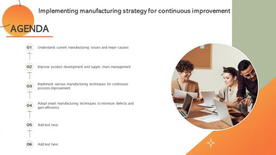 Agenda Implementing Manufacturing Strategy For Continuous Improvement SS V Agenda Implementing Manufacturing Strategy For Continuous Improvement SS V