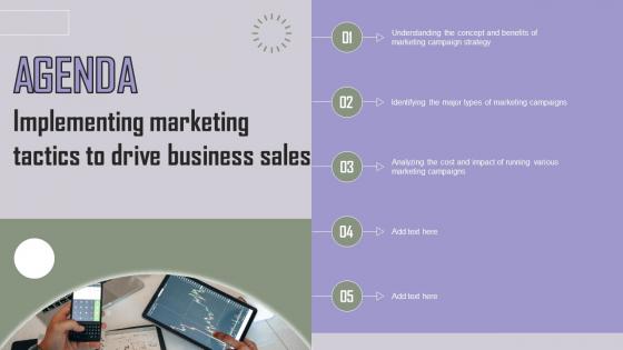 Agenda Implementing Marketing Tactics To Drive Business Sales Download Pdf