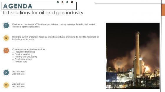 Agenda IoT Solutions For Oil And Gas Industry IoT SS V