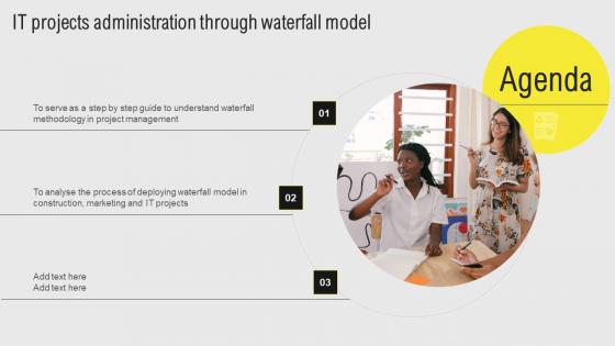Agenda IT Projects Administration Through Waterfall Model Portrait Pdf
