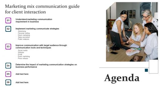 Agenda Marketing Mix Communication Guide For Client Interaction Ideas Pdf