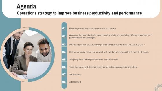 Agenda Operations Strategy To Improve Business Productivity And Performance Pictures Pdf