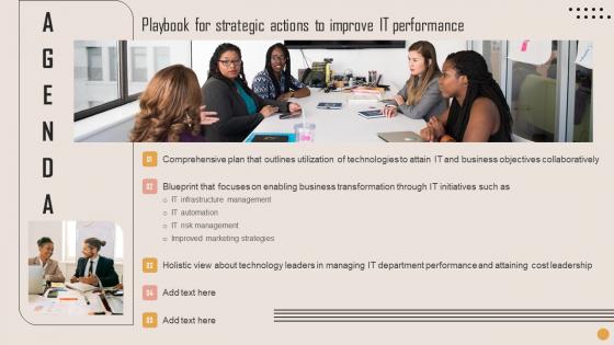 Agenda Playbook For Strategic Actions To Improve IT Performance Rules Pdf