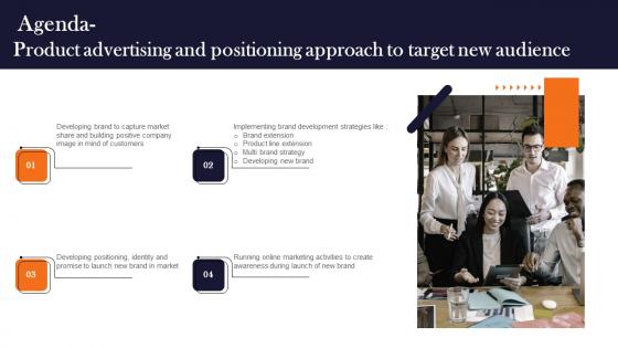 Agenda Product Advertising And Positioning Approach To Target New Audience Introduction Pdf