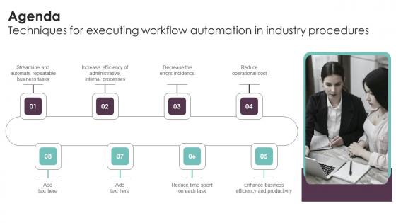 Agenda Techniques For Executing Workflow Automation In Industry Procedures Pictures Pdf