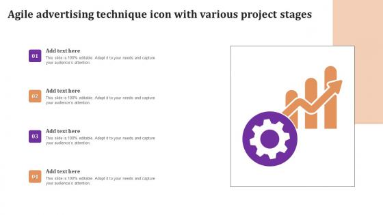 Agile Advertising Technique Icon With Various Project Stages Background Pdf