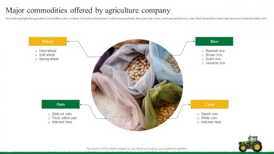Agriculture Business Plan Go To Market Strategy Major Commodities Offered Summary Pdf