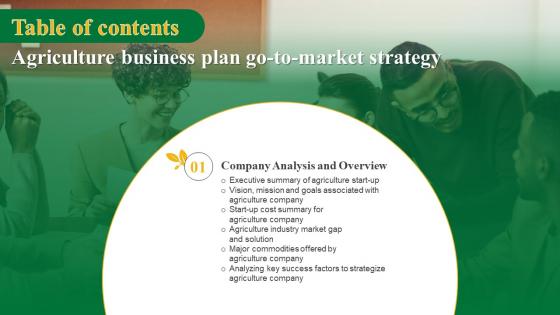 Agriculture Business Plan Go To Market Strategy Table Of Contents Background Pdf