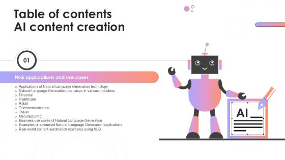 AI Content Creation Table Of Contents Ppt Slide