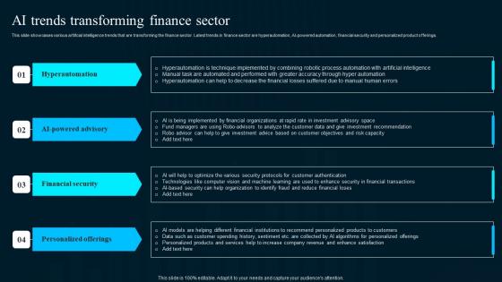 Ai Trends Transforming Finance Sector Artificial Intelligence Applications Ideas Pdf