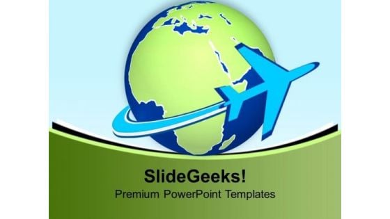 Airplane Travel Globe Technology PowerPoint Templates And PowerPoint Themes 1012