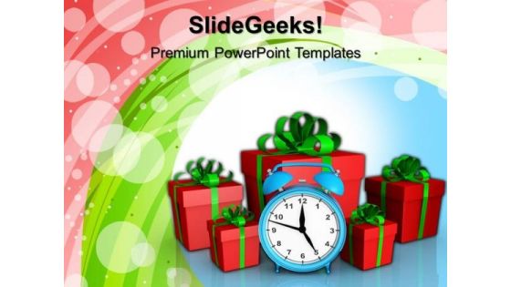 Alarm Clock And Gift Boxes Birthday PowerPoint Templates And PowerPoint Themes 1012