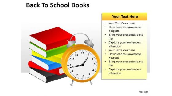 Alarm Clock Books Back To School PowerPoint Templates And Back To Schools Ppt Slides