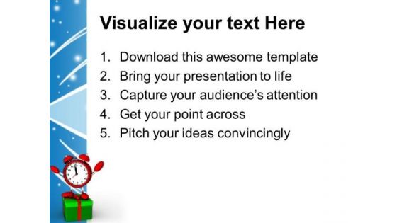 Alarm Clock On Gift Box Festival PowerPoint Templates Ppt Backgrounds For Slides 1212