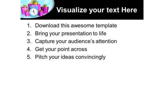 Alarm Clock With Gifts Christmas Concept PowerPoint Templates Ppt Backgrounds For Slides 1112