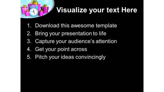 Alarm Clock With Gifts Christmas Concept PowerPoint Templates Ppt Backgrounds For Slides 1112