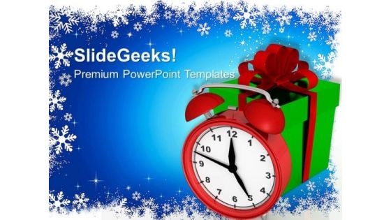 Alarm Clock With Gifts Christmas Event PowerPoint Templates Ppt Backgrounds For Slides 1112