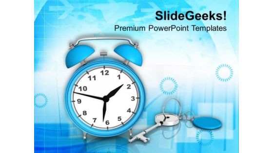 Alarm Clock With Key For Security PowerPoint Templates Ppt Backgrounds For Slides 0413