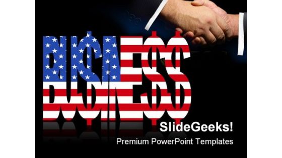 American Business Handshake PowerPoint Templates And PowerPoint Backgrounds 0411