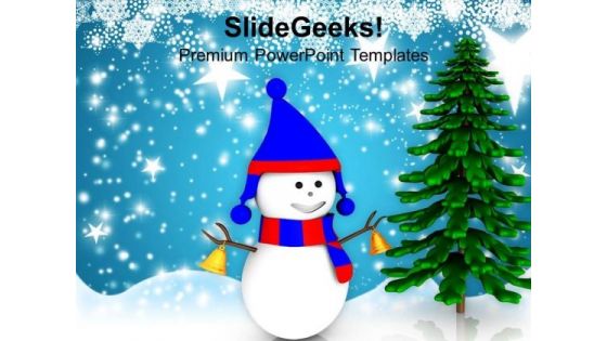 Analogy Of Snowman And Pine Tree Christmas PowerPoint Templates Ppt Backgrounds For Slides 1212