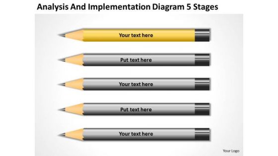 Analysis And Implementation Diagram 5 Stages Business Plan Format Template PowerPoint Slides