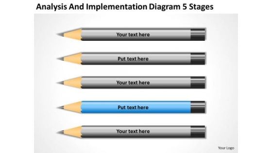 Analysis And Implementation Diagram 5 Stages How To Write Business Plan PowerPoint Templates