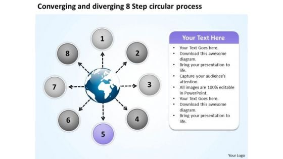 And Diverging 8 Step Circular Process Flow Chart PowerPoint Templates