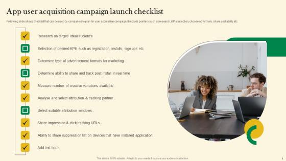 App User Acquisition Campaign Launch Checklist Online Customer Acquisition Graphics Pdf