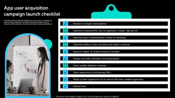 App User Acquisition Campaign Launch Checklist Paid Marketing Approach Brochure Pdf