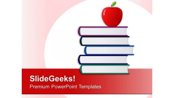 Apple With Stack Of Books Education PowerPoint Templates Ppt Backgrounds For Slides 0213
