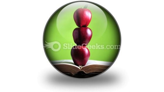 Apples On Book PowerPoint Icon C