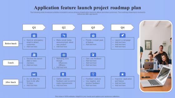 Application Feature Launch Project Roadmap Plan Ppt Show Icon pdf