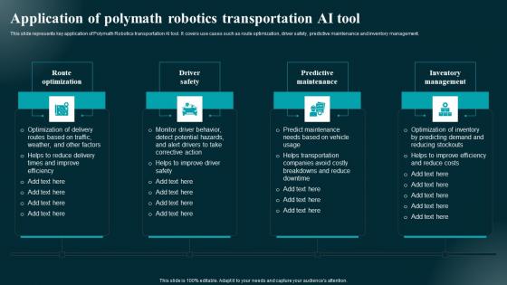 Application Of Polymath Robotics Transportation AI Tool Applications And Impact Demonstration Pdf Application Of Polymath Robotics Transportation AI Tool Applications And Impact Demonstration Pdf