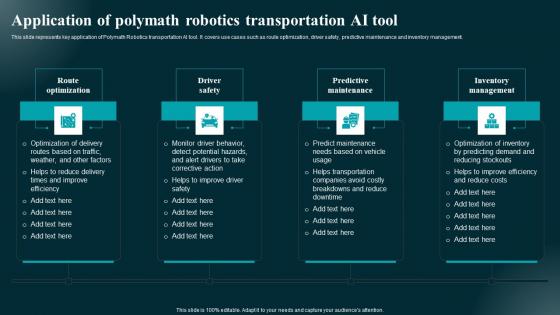 Application Of Polymath Robotics Transportation AI Tool Applications And Impact Demonstration Pdf