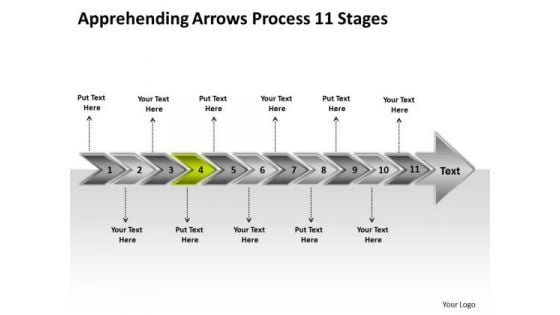 Apprehending Arrows Process 11 Stages Busines Flow Chart Creator Online PowerPoint Slides