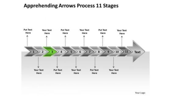 Apprehending Arrows Process 11 Stages Business Create Flowchart PowerPoint Templates