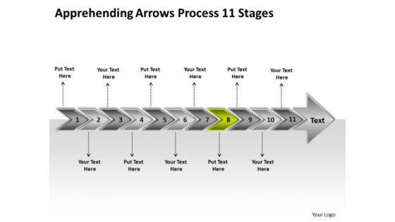 Apprehending Arrows Process 11 Stages Business Planning Flow Chart PowerPoint Templates