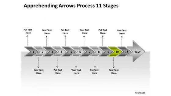 Apprehending Arrows Process 11 Stages Creating Flowchart PowerPoint Templates