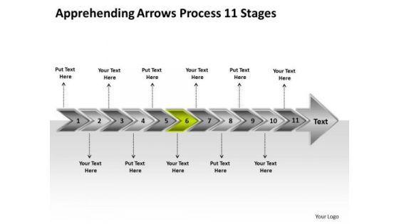 Apprehending Arrows Process 11 Stages Flow Chart Creator Online PowerPoint Slides