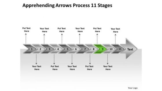 Apprehending Arrows Process 11 Stages PowerPoint Flow Charts Slides