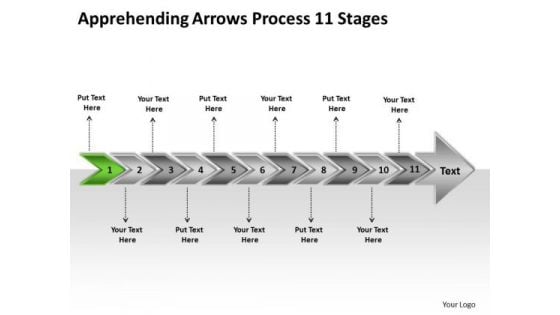 Apprehending Arrows Process 11 Stages Ppt Business Plan Flow Chart PowerPoint Slides