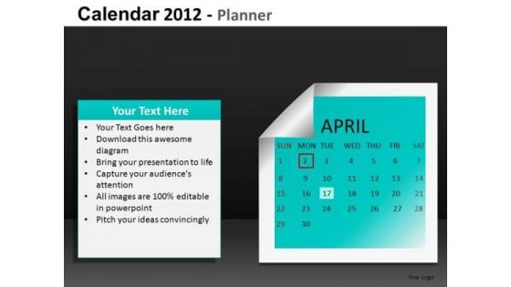 April 2012 Calendar PowerPoint Slides