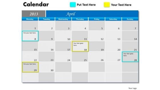 April 2013 Calendar PowerPoint Slides Ppt Templates April 2013 Calendar PowerPoint Slides Ppt Templates