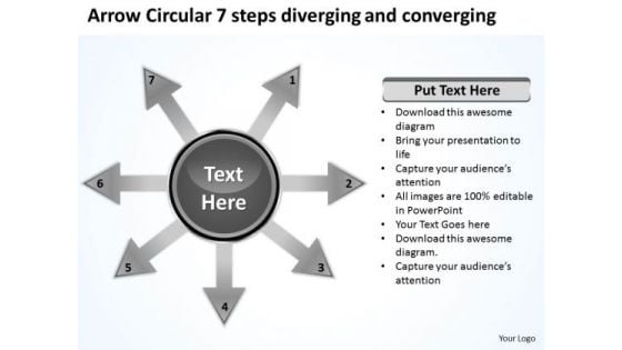 Arrow 5 Stages Diverging Process Diagram Circular Flow PowerPoint Templates