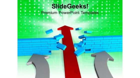 Arrow Breaking Wall Solution Concept PowerPoint Templates Ppt Backgrounds For Slides 0213 Arrow Breaking Wall Solution Concept PowerPoint Templates Ppt Backgrounds For Slides 0213